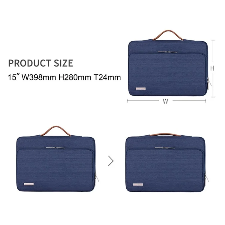 CANVASARTISAN K28-21 15-inch Laptop Briefcase Protective Bag Notebook Handbag with Horizontal Zipper Pocket - Blue