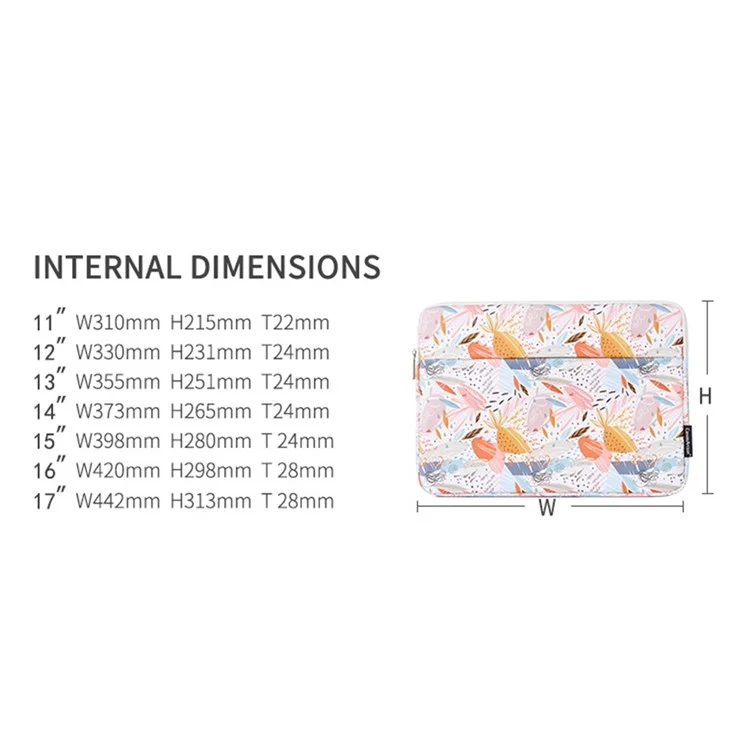 CANVASARTISAN G53-11 for 12-inch Notebook Patterned Laptop Protective Sleeve PU Soft Lining Pouch Horizontal-Opening Outer Slot Bag