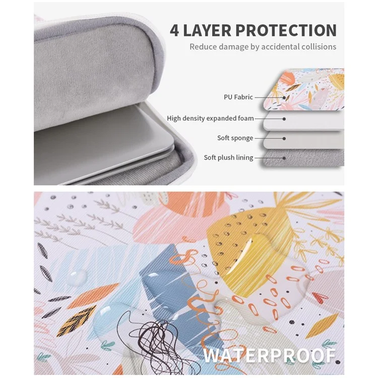 CANVASARTISAN G53-11 para notebook de 13 polegadas Bolsa protetora de laptop à prova d'água com padrão, antirrisco e com slot externo com abertura horizontal