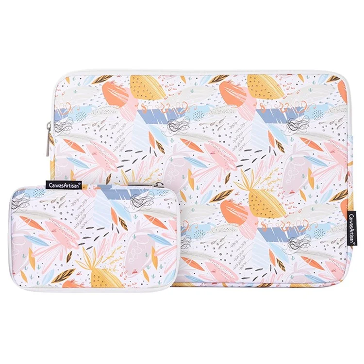 CANVASARTISAN G53-T0121 for 15-inch Notebook Stylish Patterned Laptop Zippered Protective Bag Waterproof PU Case Pouch Storage Organizer + Small Bag Set