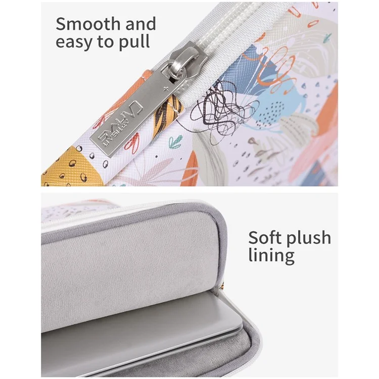CANVASARTISAN G53-T0121 for 15-inch Notebook Stylish Patterned Laptop Zippered Protective Bag Waterproof PU Case Pouch Storage Organizer + Small Bag Set