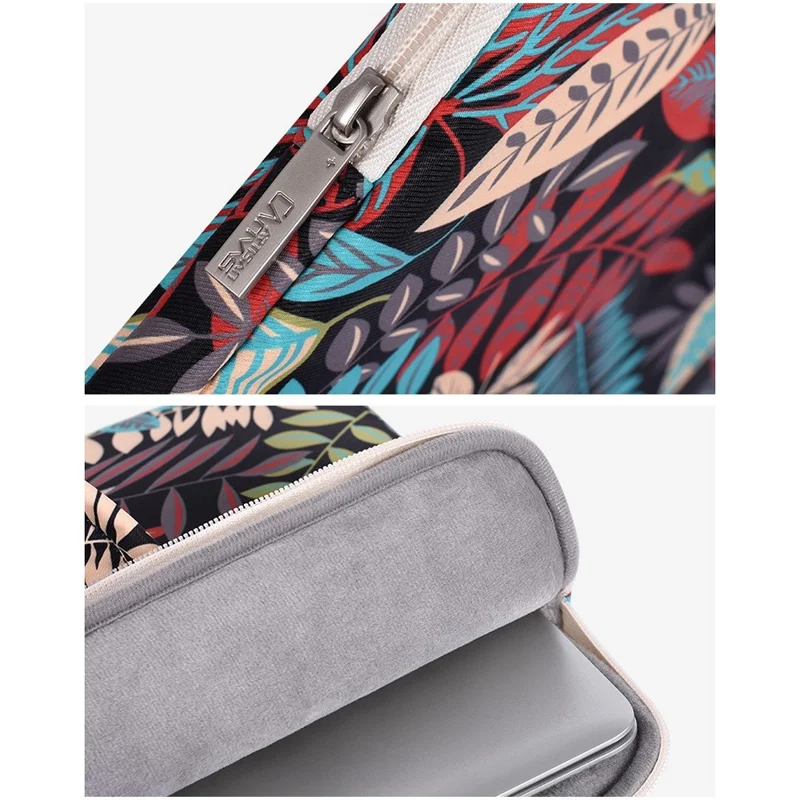 CANVASARTISAN H30-B01 Colorful Big Leaf Pattern 15-inch Zipper Laptop Bag Computer Notebook Carrying Pouch Handbag - Beige