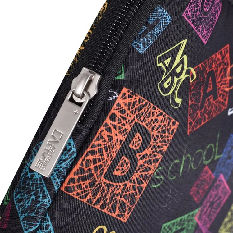 CANVASARTISAN H17-B01 for 14-inch Notebook Colorful Characters Patterned Polyester Handbag Cover Carrying Briefcase Shock-Proof Waterproof Handheld Laptop Handle Protective Sleeve Bag