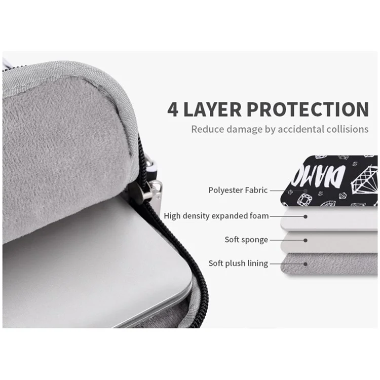 CANVASARTISAN H15-A01 15-inch Lightweight Diamond Pattern Laptop Carrying Bag Storage Sleeve with Shoulder Strap