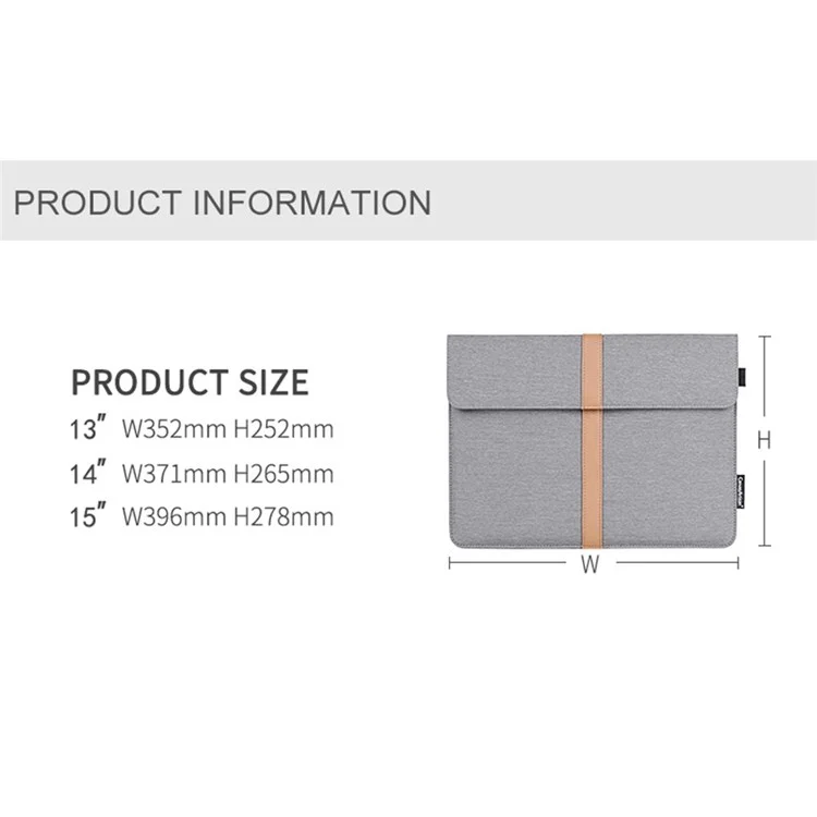 CANVASARTISAN L15-15 13-inch PU Leather Stripe Splicing Canvas Laptop Storage Sleeve Magnetic Flap Envelope Protective Pouch