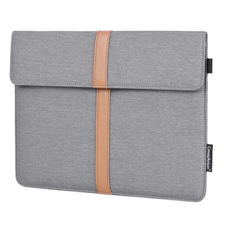 CANVASARTISAN L15-15 13-inch PU Leather Stripe Splicing Canvas Laptop Storage Sleeve Magnetic Flap Envelope Protective Pouch