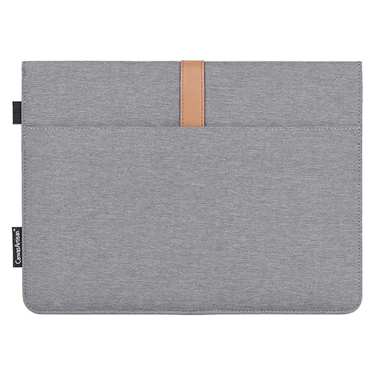 CANVASARTISAN L15-15 13-inch PU Leather Stripe Splicing Canvas Laptop Storage Sleeve Magnetic Flap Envelope Protective Pouch