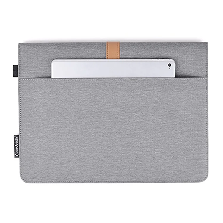 CANVASARTISAN L15-15 13-inch PU Leather Stripe Splicing Canvas Laptop Storage Sleeve Magnetic Flap Envelope Protective Pouch