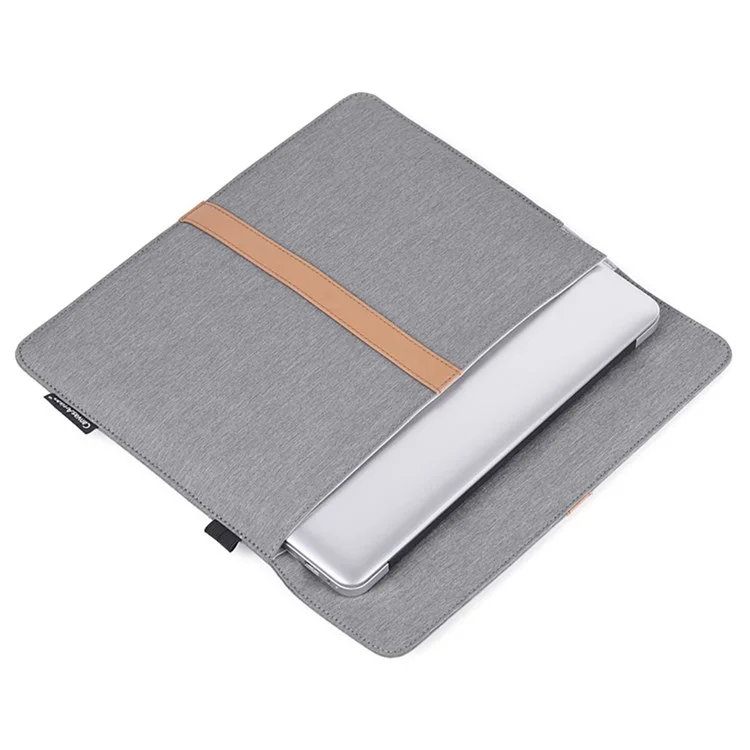 CANVASARTISAN L15-15 13-inch PU Leather Stripe Splicing Canvas Laptop Storage Sleeve Magnetic Flap Envelope Protective Pouch