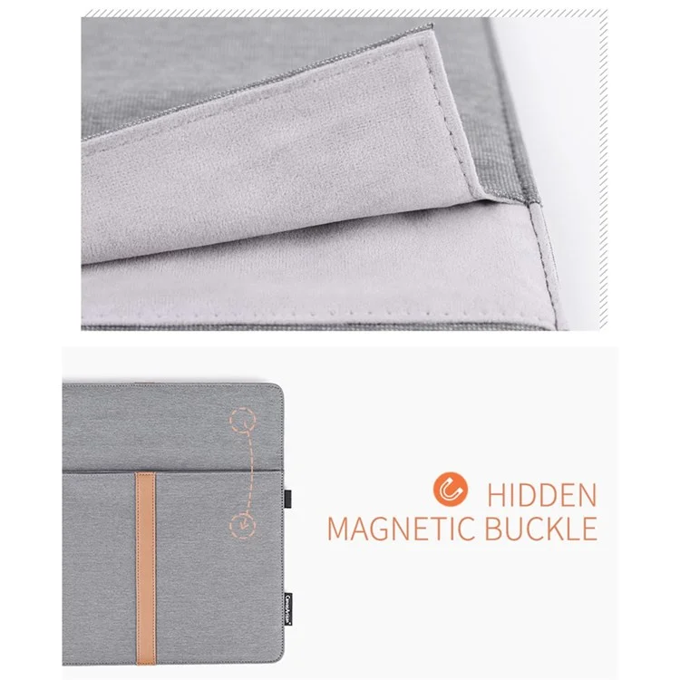 CANVASARTISAN L15-15 13-inch PU Leather Stripe Splicing Canvas Laptop Storage Sleeve Magnetic Flap Envelope Protective Pouch
