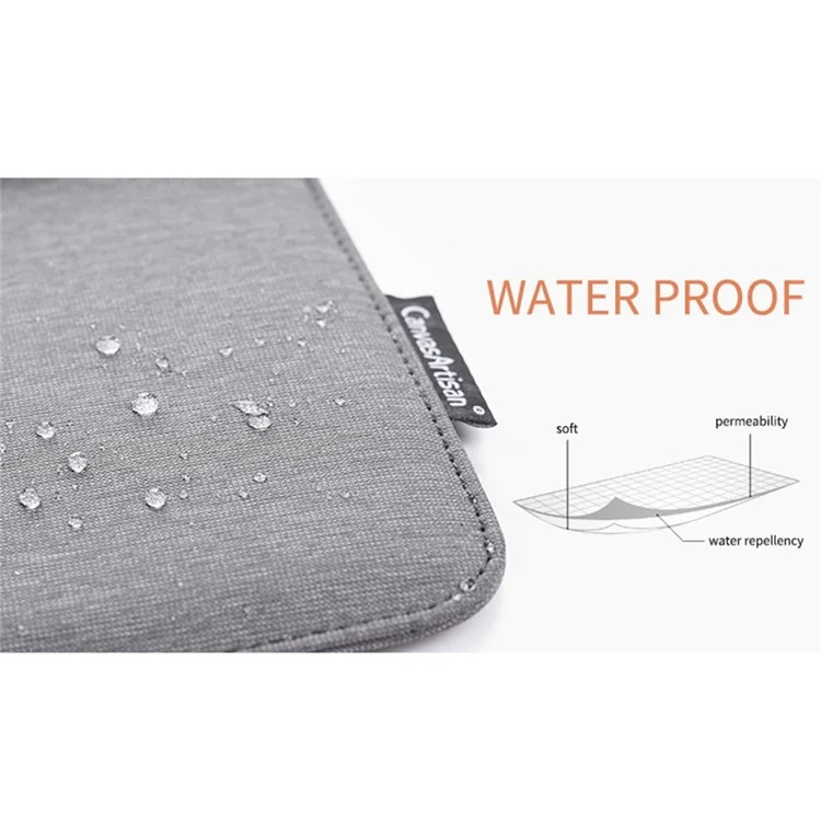 CANVASARTISAN L15-15 13-inch PU Leather Stripe Splicing Canvas Laptop Storage Sleeve Magnetic Flap Envelope Protective Pouch