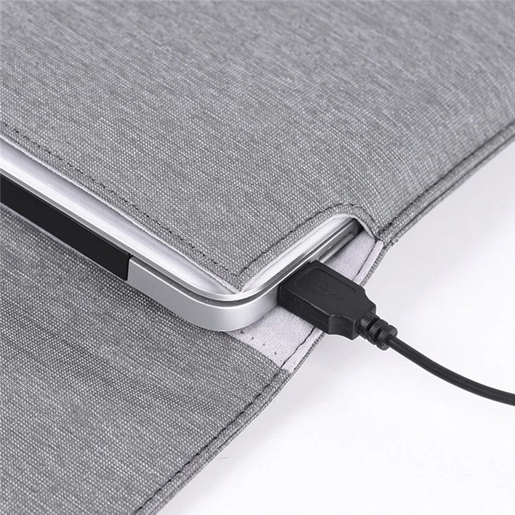 CANVASARTISAN L15-15 13-inch PU Leather Stripe Splicing Canvas Laptop Storage Sleeve Magnetic Flap Envelope Protective Pouch