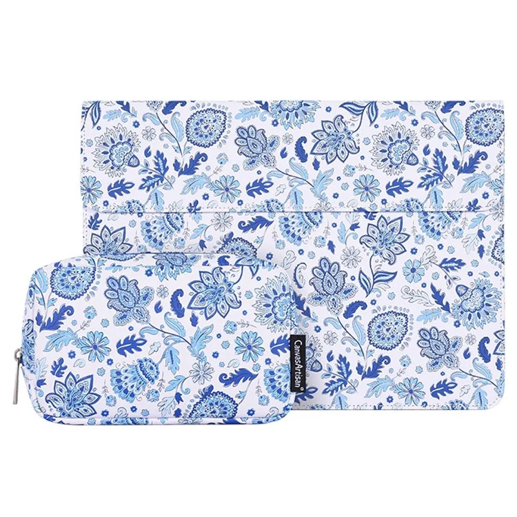 Canvasartisan E54-T0111 Manga Portátil Anti-scratch De 13 Pulgadas Patrón De Flores Azules De La Placa Magnética Magnora Notebook Case + Bolsa Pequeña
