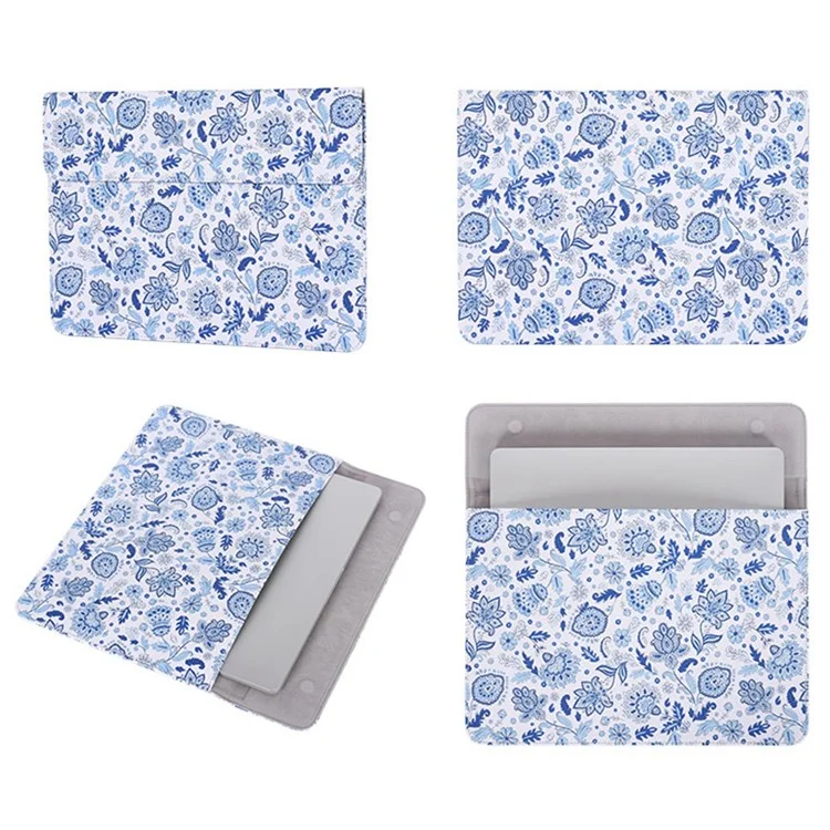 Canvasartisan E54-T0111 Manga Portátil Anti-scratch De 13 Pulgadas Patrón De Flores Azules De La Placa Magnética Magnora Notebook Case + Bolsa Pequeña