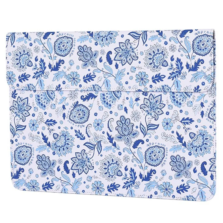 Canvasartisan E54-T0111 2pcs/set De 15 Pulgadas De Flores Azules De La Luz Del Aleta Magnética Manga De Laptop PU + Bolsas Pequeñas