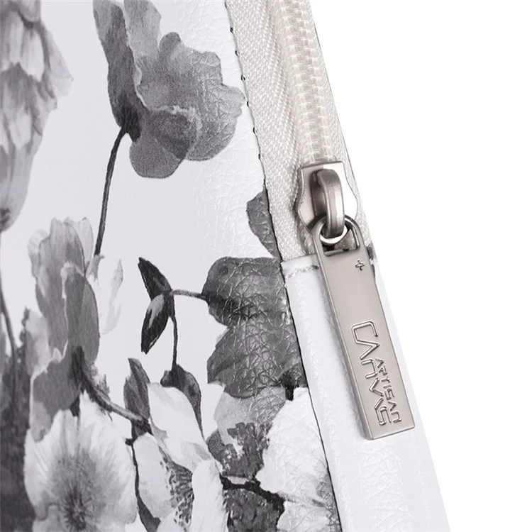 Canvasartisan G1-01 Blütenmuster Bedruckter Ärmelbeutel Für 11-Zoll-Laptops Tragbarer PU Leder Carry Case Hülle Schockdichtspeicherbeutel