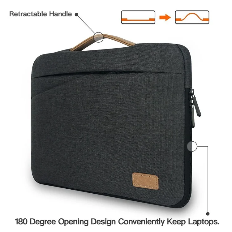 MA031 15-15.6 Pulgadas Simple Gran Notorbook Computadora Diseño Portátil Portable Mango Strap Bag De La Computadora Portátil - Gris Oscuro