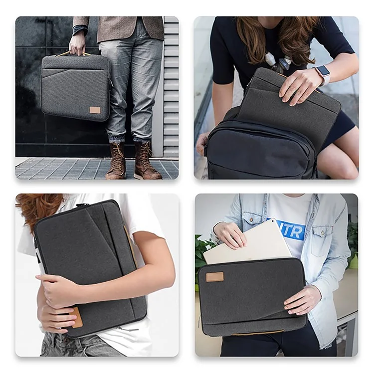 MA031 15-15.6 Pulgadas Simple Gran Notorbook Computadora Diseño Portátil Portable Mango Strap Bag De La Computadora Portátil - Gris Oscuro