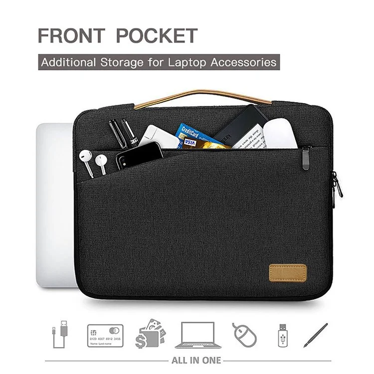 MA031 13.3-14 Pulgadas Anti-Scratch Notebook Computer Manga Bag Laptop Bag Bags De Estilo De Negocio Con Correa De Mango - Gris Oscuro