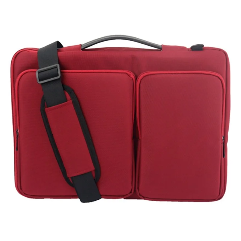 MA016 15-15.6 inch Large Notebook Computer Sleeve Simple Casual Design Comfortable Handle Strap Laptop Bag with Shoulder Strap - Red