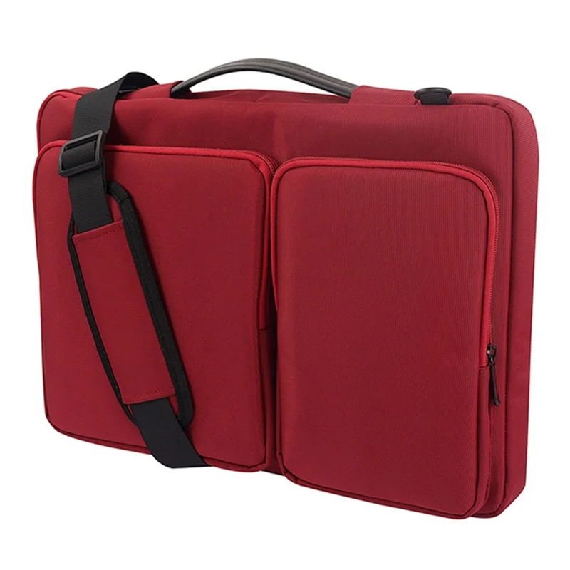 MA016 15-15.6 inch Large Notebook Computer Sleeve Simple Casual Design Comfortable Handle Strap Laptop Bag with Shoulder Strap - Red