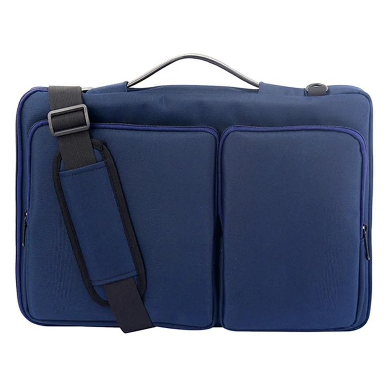 MA016 15-15.6 inch Large Notebook Computer Sleeve Simple Casual Design Comfortable Handle Strap Laptop Bag with Shoulder Strap - Blue
