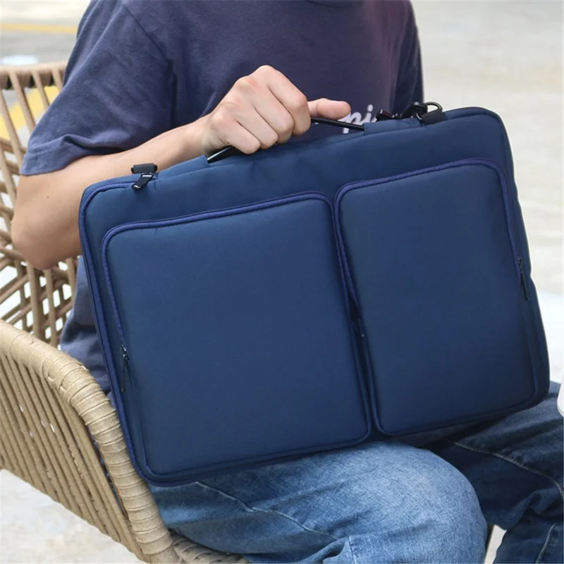 MA016 15-15.6 inch Large Notebook Computer Sleeve Simple Casual Design Comfortable Handle Strap Laptop Bag with Shoulder Strap - Blue