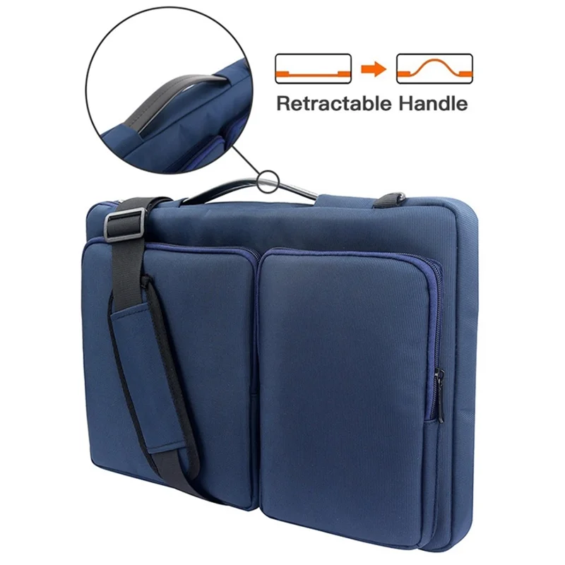 MA016 15-15.6 inch Large Notebook Computer Sleeve Simple Casual Design Comfortable Handle Strap Laptop Bag with Shoulder Strap - Blue