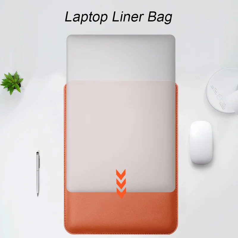 For MacBook 13''/14'' Laptop Storage Bag Multifunction PU Leather Mouse Pad Notebook Computer Sleeve Pouch - Dark Blue