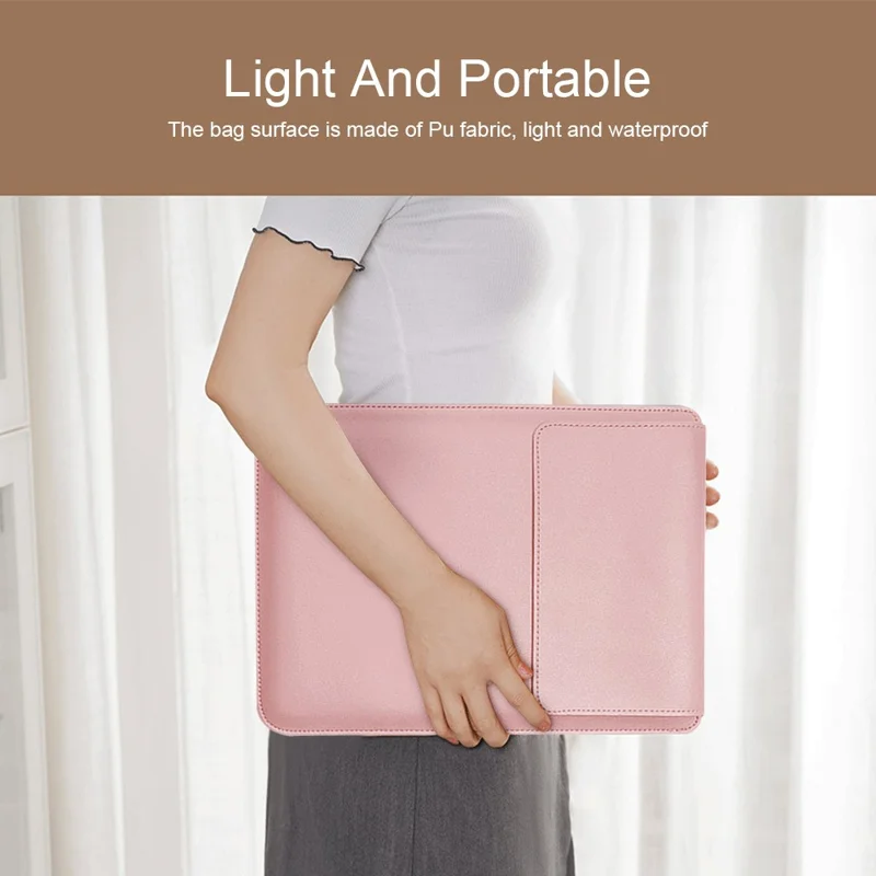 For MacBook 13''/14'' Laptop Storage Bag Multifunction PU Leather Mouse Pad Notebook Computer Sleeve Pouch - Dark Blue