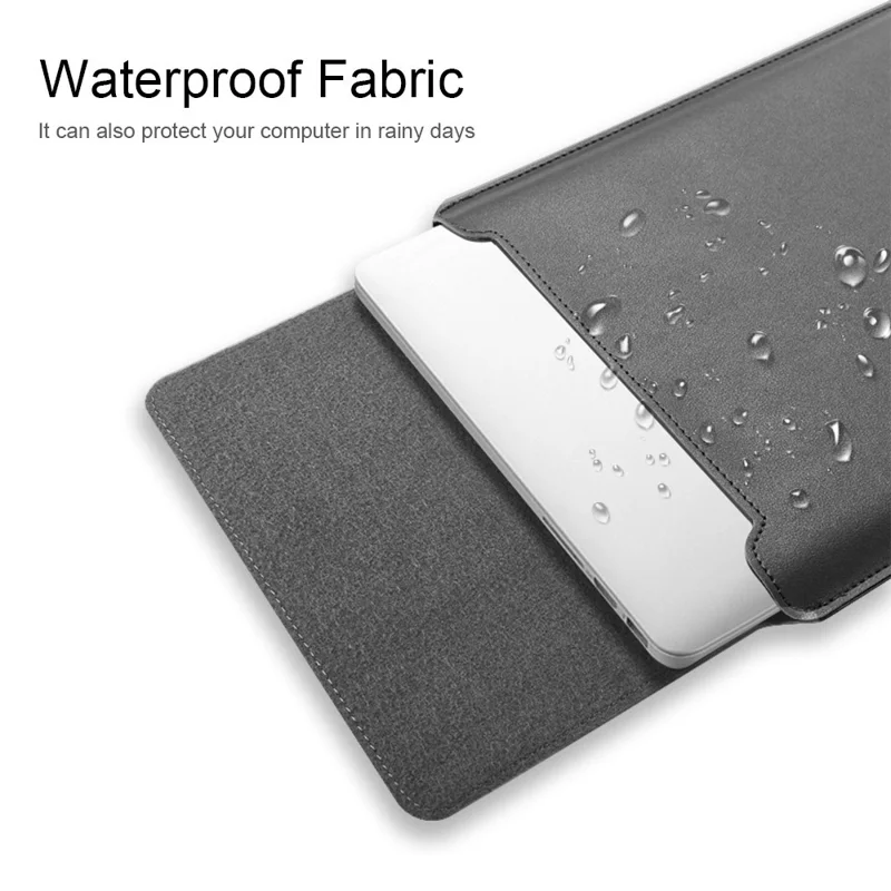 For MacBook 13''/14'' Laptop Storage Bag Multifunction PU Leather Mouse Pad Notebook Computer Sleeve Pouch - Dark Blue