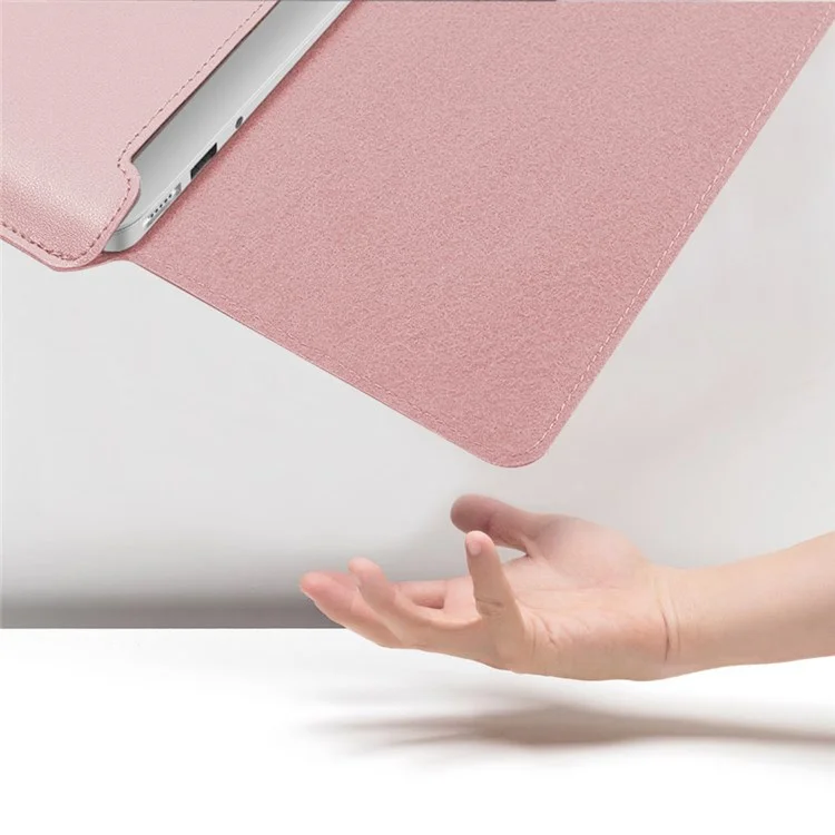 For 11''/12'' Ultra Thin Laptop Sleeve PU Leather Multifunction Mouse Pad Notebook Computer Storage Carrying Pouch - Grey