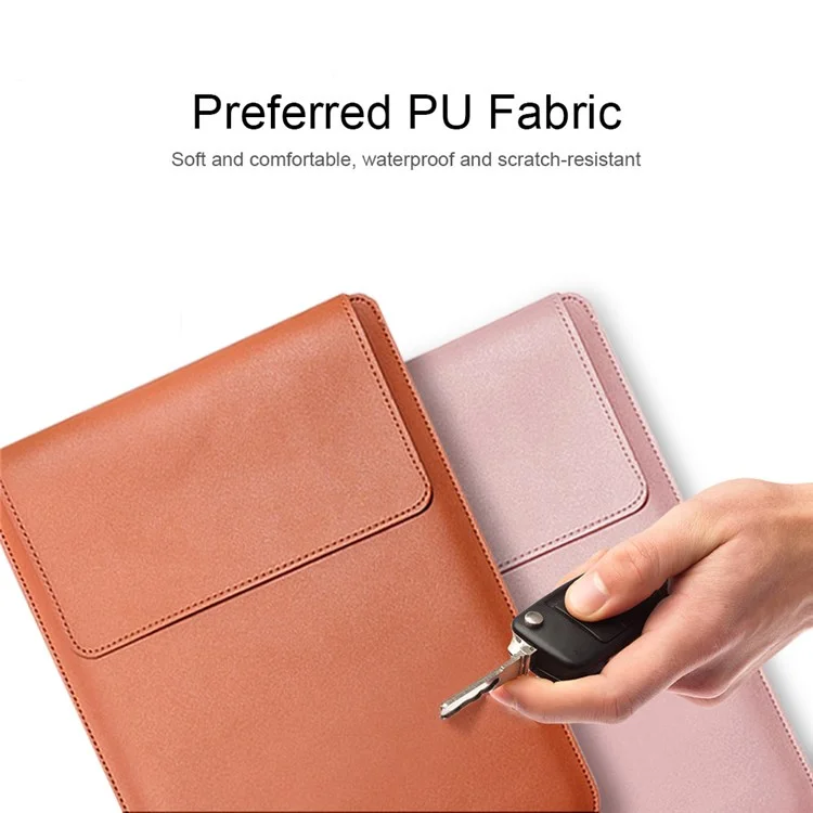 For 11''/12'' Ultra Thin Laptop Sleeve PU Leather Multifunction Mouse Pad Notebook Computer Storage Carrying Pouch - Grey
