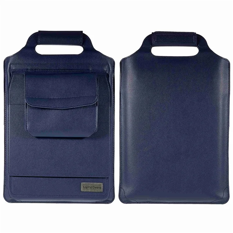 15-inch Laptop Sleeve Case PU Leather Notebook Carrying Case with Adjustable Stand - Dark Blue