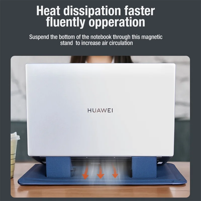 NILLKIN Versatile Plus 15.6 - 16.1-inch Laptop Sleeve Multifunctional Litchi Texture PU Leather Cooling Stand Notebook Bag with Mouse Pad Function - Blue