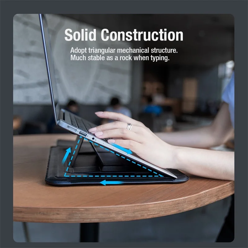 NILLKIN Versatile Plus 15.6 - 16.1-inch Laptop Sleeve Multifunctional Litchi Texture PU Leather Cooling Stand Notebook Bag with Mouse Pad Function - Blue