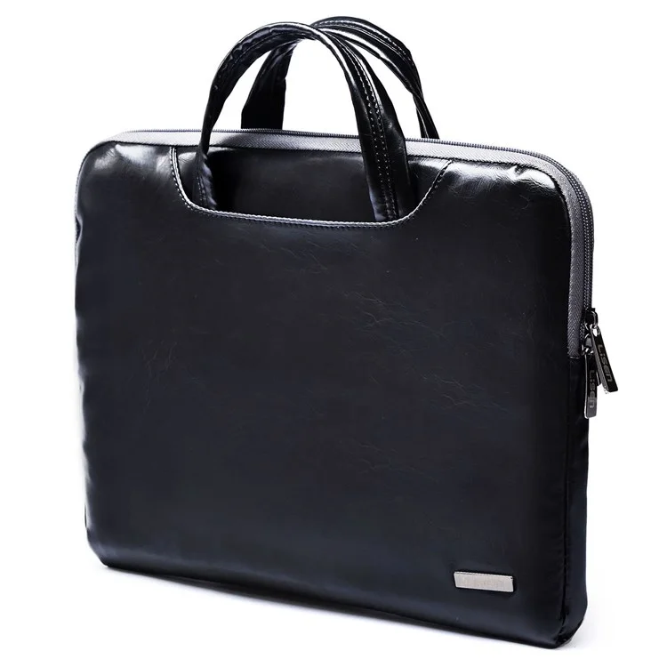 Lisen Case de Laptop de 13.3 Pulgadas Smooth PU Leaptop Manga de la Computadora Portátil Durable Bolsa de Transporte Con Correa Para Manija - Negro