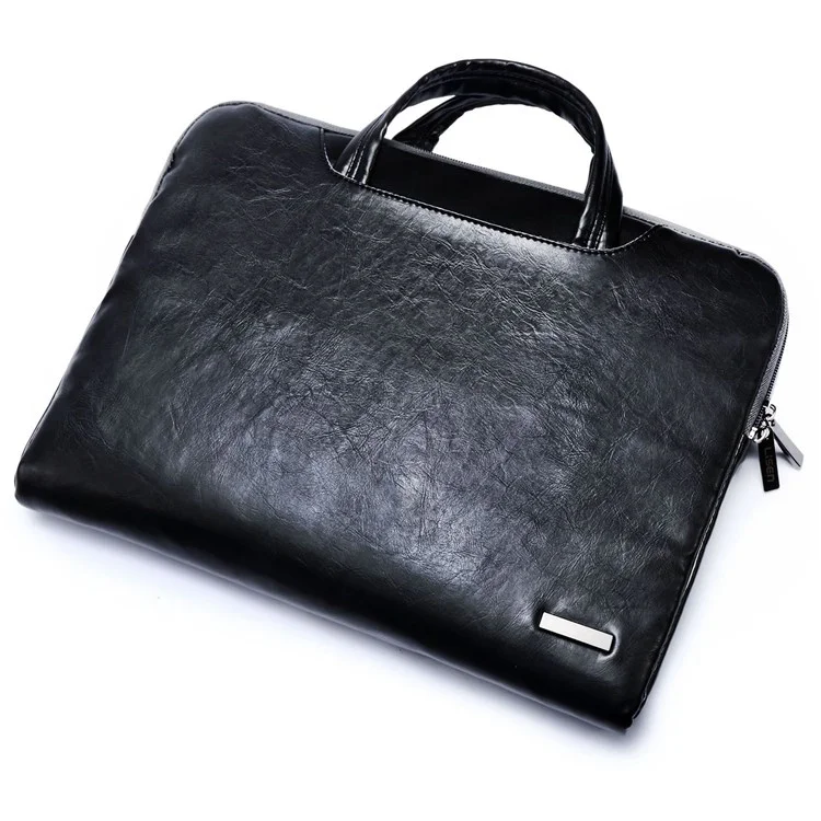 Lisen Case de Laptop de 13.3 Pulgadas Smooth PU Leaptop Manga de la Computadora Portátil Durable Bolsa de Transporte Con Correa Para Manija - Negro