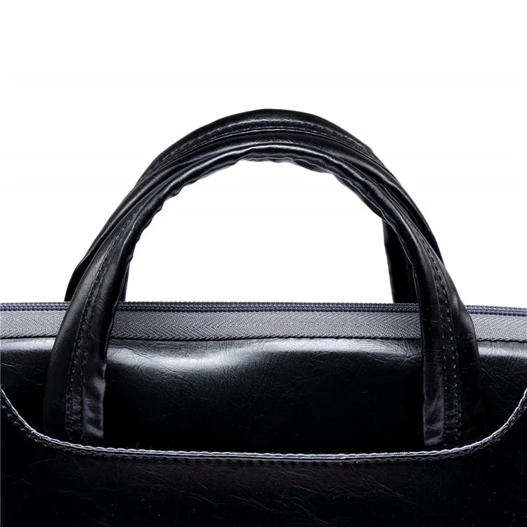 Lisen Case de Laptop de 13.3 Pulgadas Smooth PU Leaptop Manga de la Computadora Portátil Durable Bolsa de Transporte Con Correa Para Manija - Negro