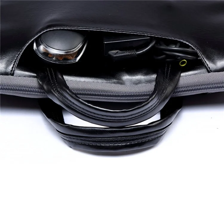 Lisen Case de Laptop de 13.3 Pulgadas Smooth PU Leaptop Manga de la Computadora Portátil Durable Bolsa de Transporte Con Correa Para Manija - Negro