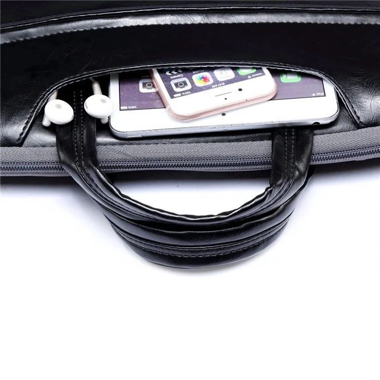 Lisen Case de Laptop de 13.3 Pulgadas Smooth PU Leaptop Manga de la Computadora Portátil Durable Bolsa de Transporte Con Correa Para Manija - Negro