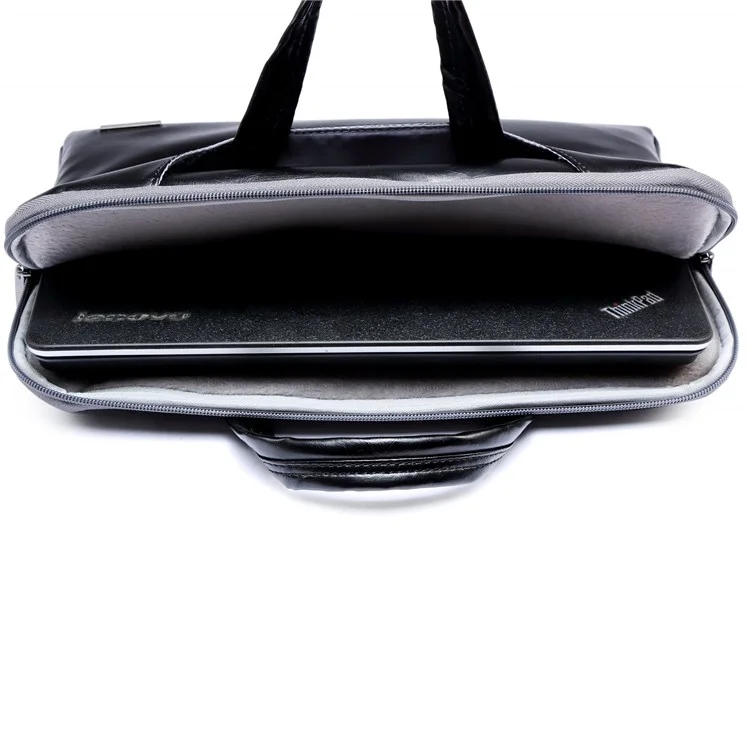 Lisen Case de Laptop de 13.3 Pulgadas Smooth PU Leaptop Manga de la Computadora Portátil Durable Bolsa de Transporte Con Correa Para Manija - Negro