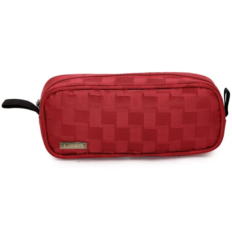 LISEN Digital Accessories Nylon Zipper Bag Data Cable U-disk Power Bank Charger Storage Bag - Red