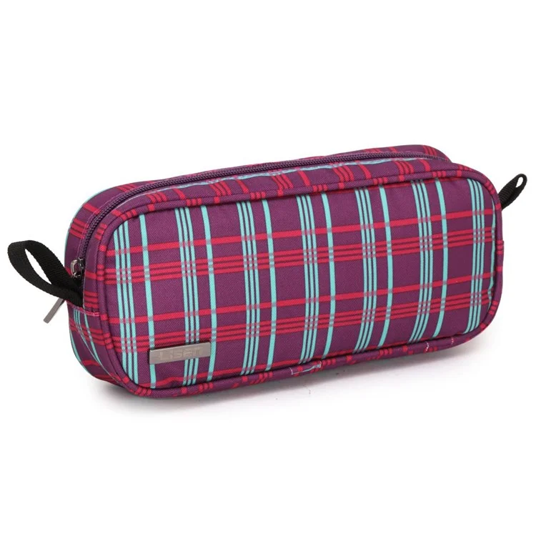 LISEN Digital Accessories Nylon Zipper Bag Data Cable U-disk Power Bank Charger Storage Bag - Purple/Blue
