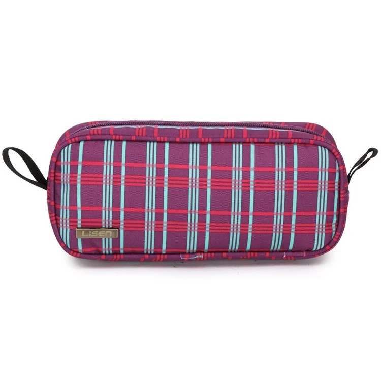 LISEN Digital Accessories Nylon Zipper Bag Data Cable U-disk Power Bank Charger Storage Bag - Purple/Blue
