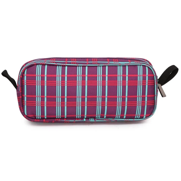 LISEN Digital Accessories Nylon Zipper Bag Data Cable U-disk Power Bank Charger Storage Bag - Purple/Blue