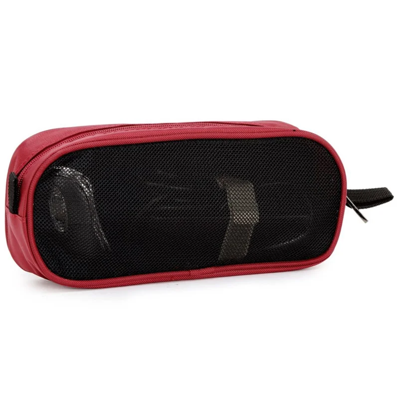 LISEN Portable Digital Accessories Nylon Carrying Bag Data Cable U-disk Earphone Storage Bag - Red with Mesh