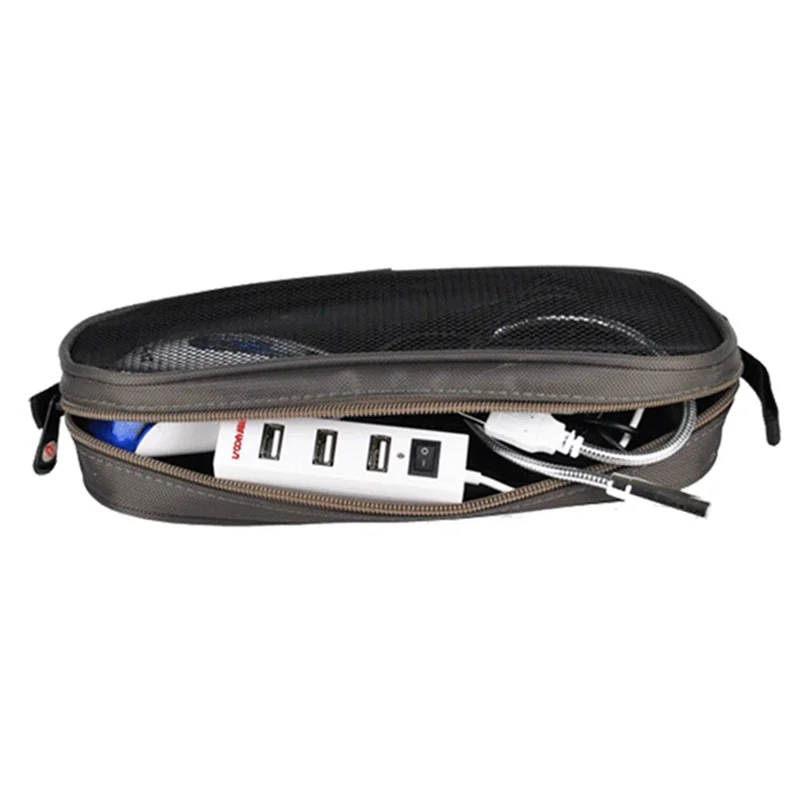 LISEN Portable Digital Accessories Nylon Carrying Bag Data Cable U-disk Earphone Storage Bag - Red with Mesh