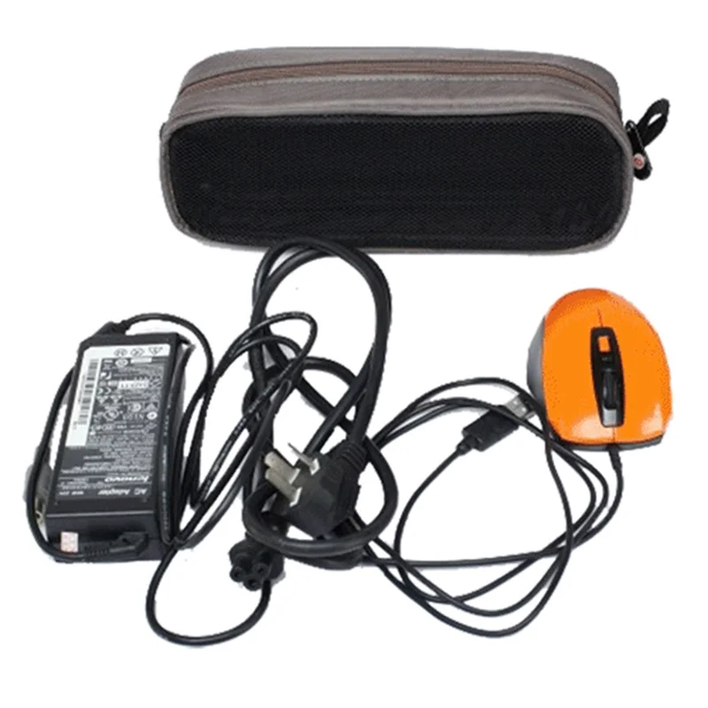 LISEN Portable Digital Accessories Nylon Carrying Bag Data Cable U-disk Earphone Storage Bag - Red with Mesh