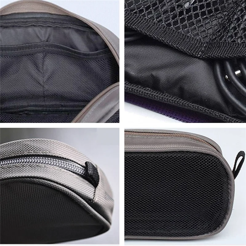 LISEN Portable Digital Accessories Nylon Carrying Bag Data Cable U-disk Earphone Storage Bag - Red with Mesh